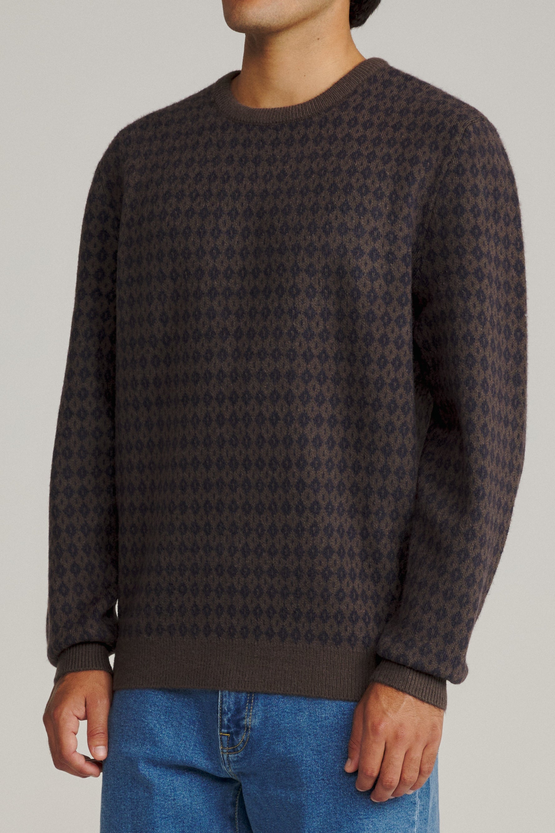Katin Check Sweater Gray Navy - on model side