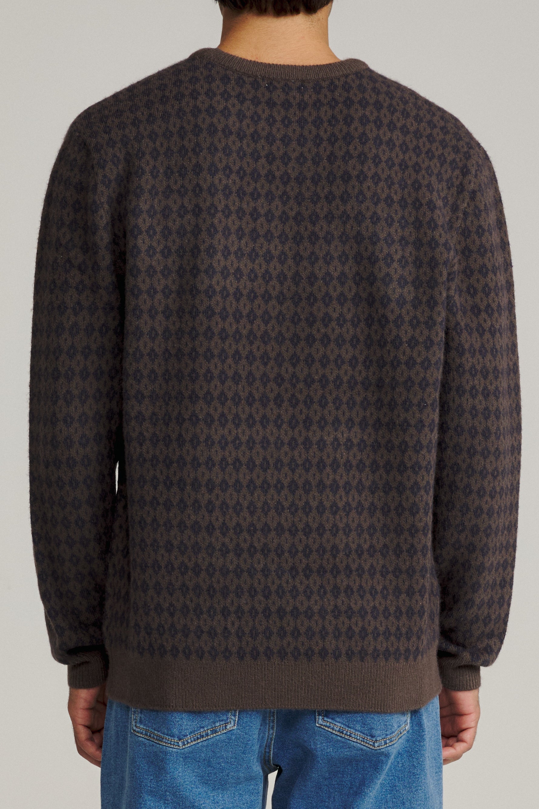 Katin Check Sweater Gray Navy - on model back