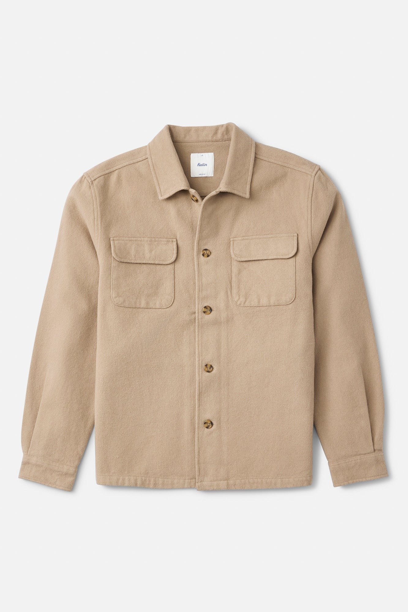 Katin Shiloh Flannel in Khaki, flat lay front