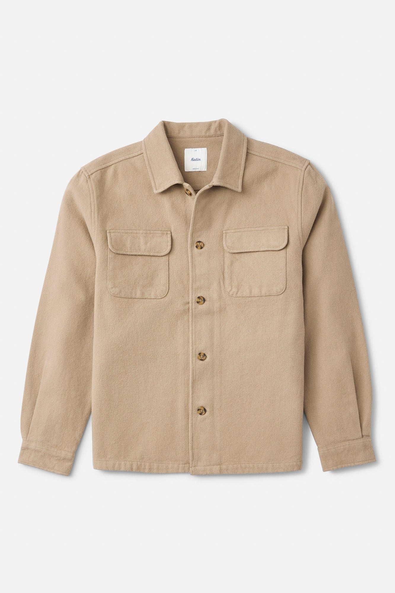 Katin Shiloh Flannel in Khaki, flat lay front