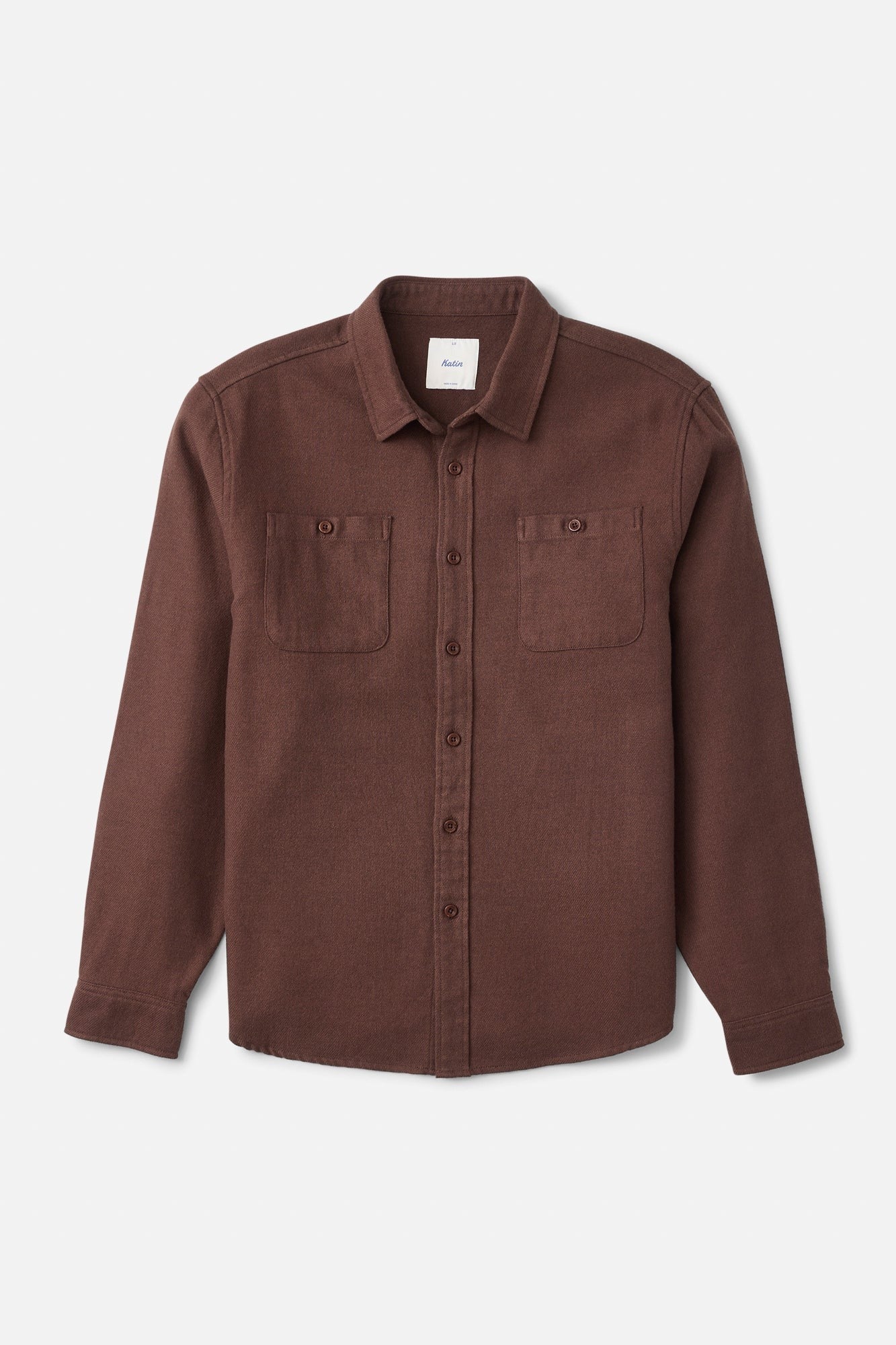 Katin Sierra Flannel in French Roast, flat lay front