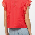 Kaya Embroidered Flutter Sleeve Top - MTT Collective