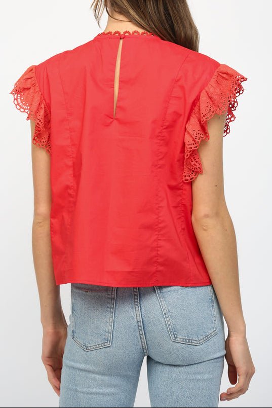 Kaya Embroidered Flutter Sleeve Top - MTT Collective