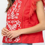 Kaya Embroidered Flutter Sleeve Top - MTT Collective
