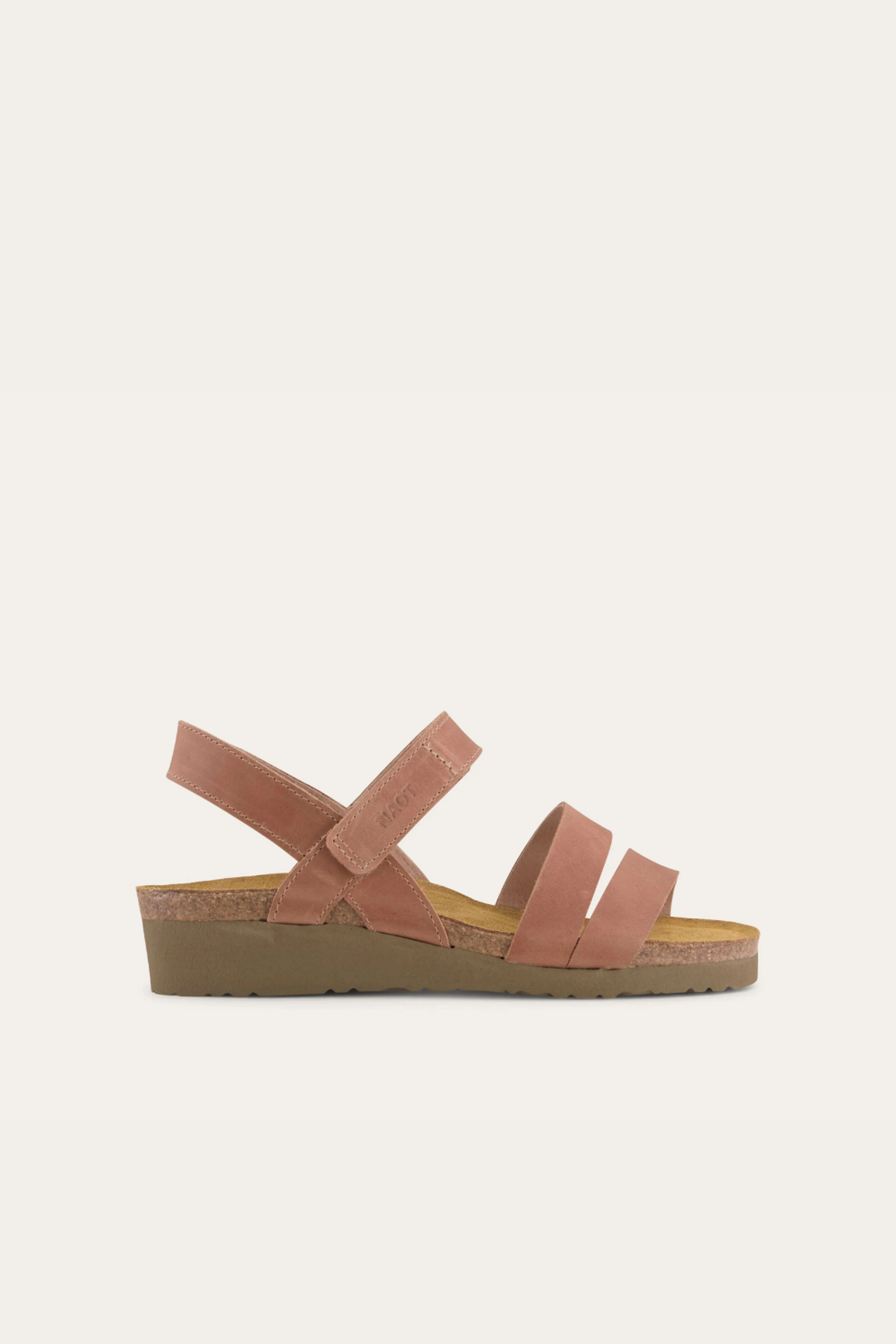 Naot Kayla sandal in Latte Brown Leather, side view