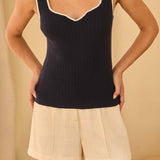 Kealey Heart Neck Sweater Tank - MTT Collective