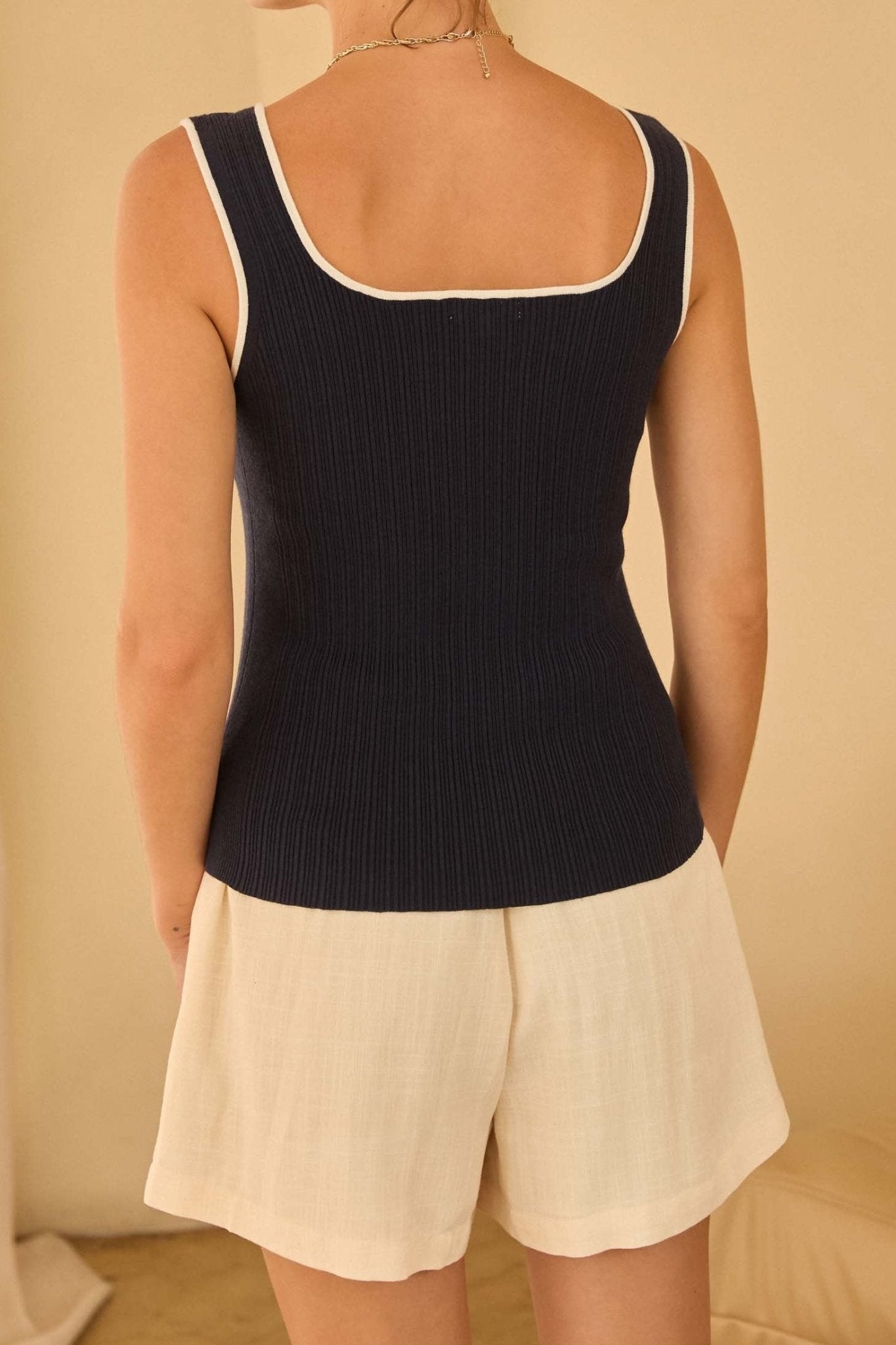 Kealey Heart Neck Sweater Tank - MTT Collective