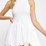 Kelsey Knit Balloon Poplin Mini Dress - MTT Collective
