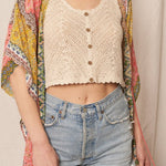 Kendra Sleeveless Button Up Crochet Top - MTT Collective