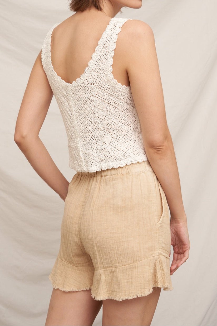 Kendra Sleeveless Button Up Crochet Top - MTT Collective