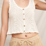 Kendra Sleeveless Button Up Crochet Top - MTT Collective