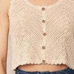 Kendra Sleeveless Button Up Crochet Top - MTT Collective