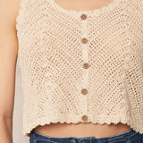 Kendra Sleeveless Button Up Crochet Top - MTT Collective