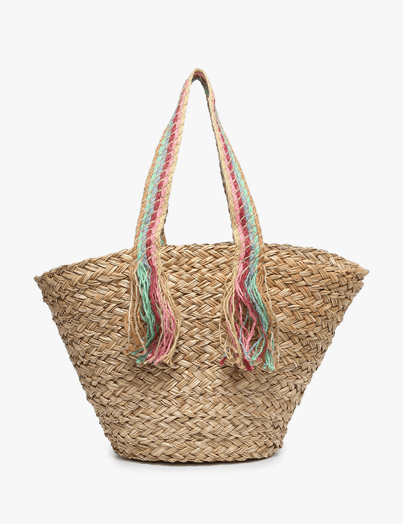 Kit Seagrass Tote With Braided Rainbow Handles - MTT Collective
