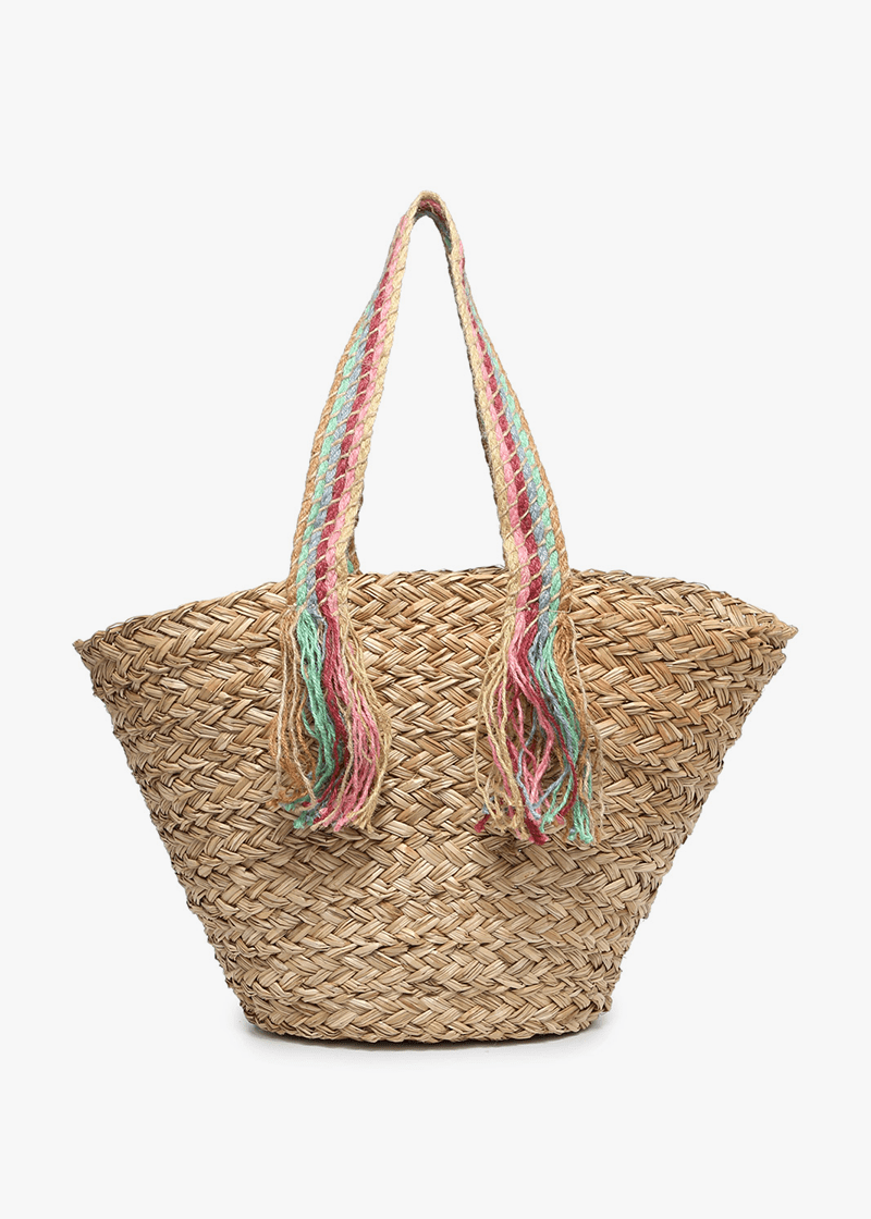 Kit Seagrass Tote With Braided Rainbow Handles - MTT Collective