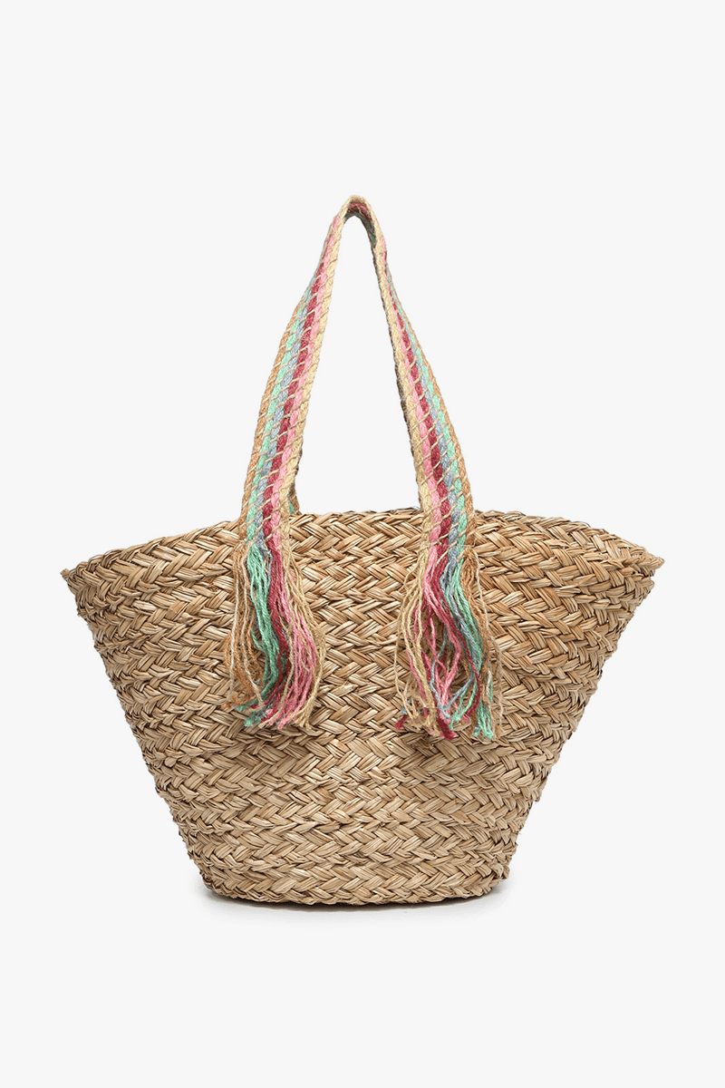 Kit Seagrass Tote With Braided Rainbow Handles - MTT Collective