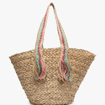 Kit Seagrass Tote With Braided Rainbow Handles - MTT Collective