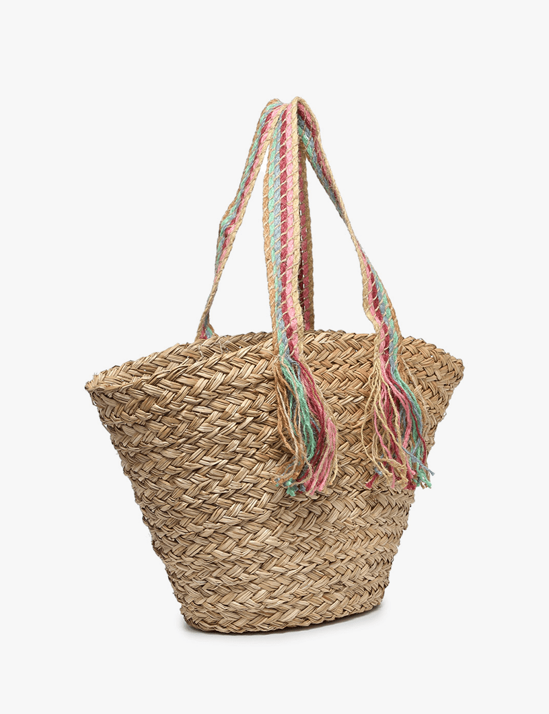 Kit Seagrass Tote With Braided Rainbow Handles - MTT Collective