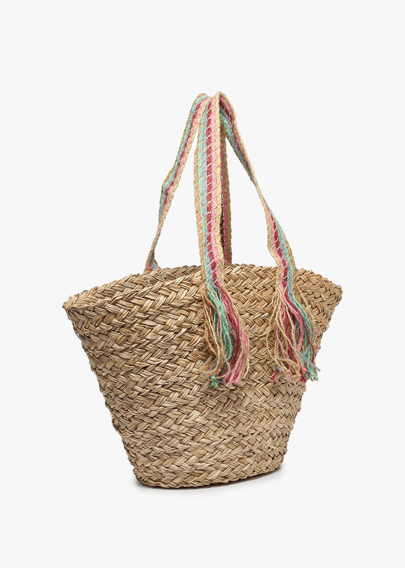 Kit Seagrass Tote With Braided Rainbow Handles - MTT Collective