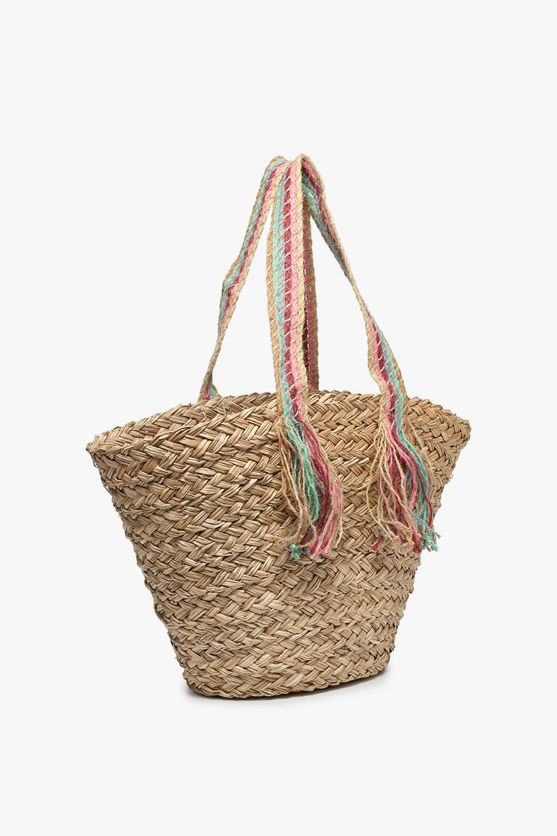 Kit Seagrass Tote With Braided Rainbow Handles - MTT Collective