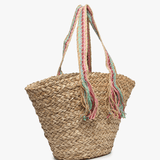 Kit Seagrass Tote With Braided Rainbow Handles - MTT Collective