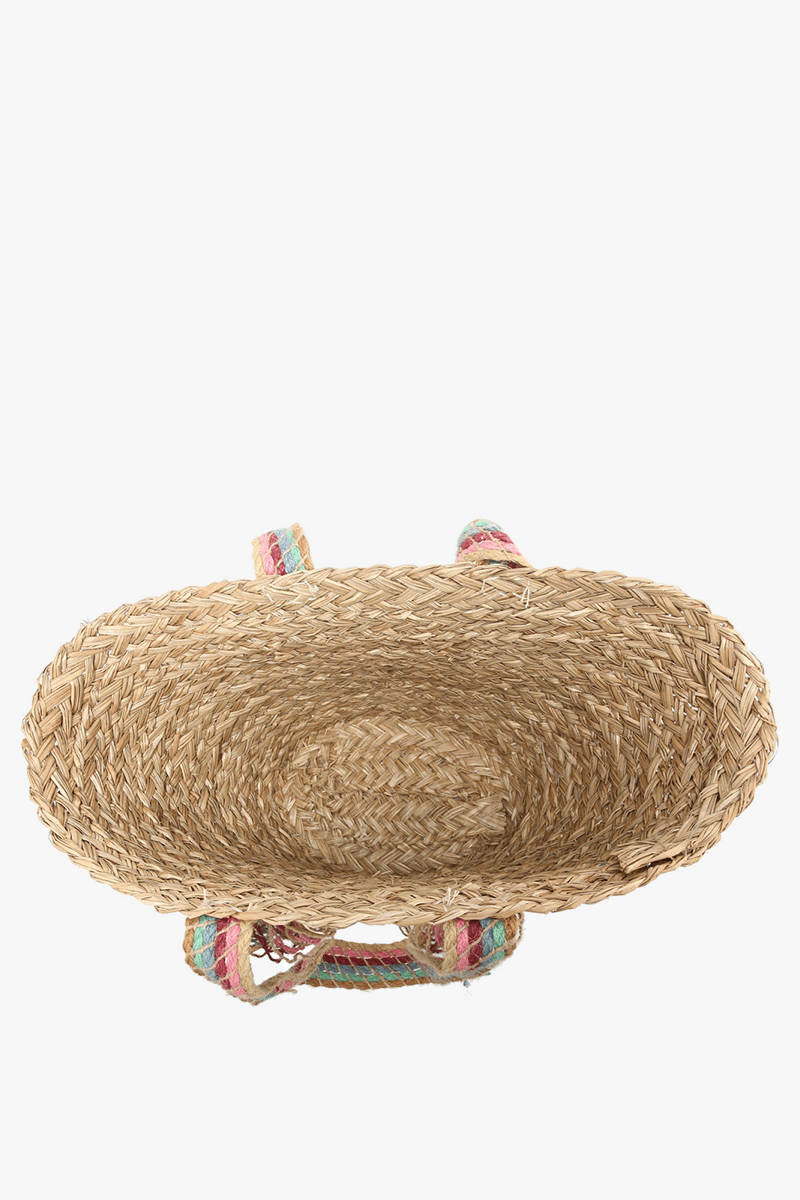 Kit Seagrass Tote With Braided Rainbow Handles - MTT Collective