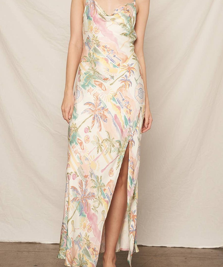 Laura Beachy Print Cowl Neck Maxi Dress - MTT Collective