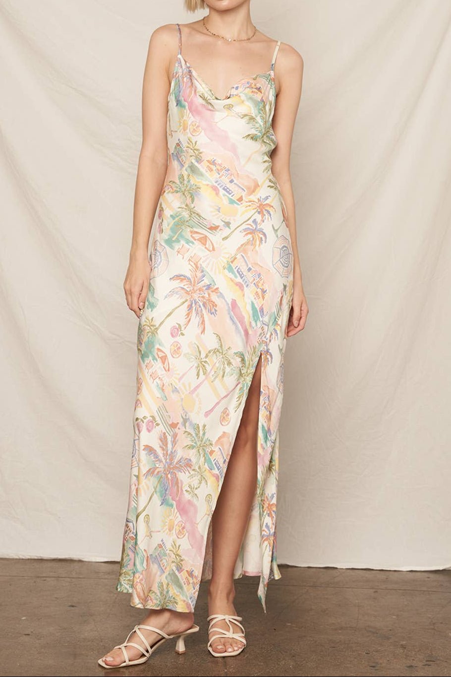 Laura Beachy Print Cowl Neck Maxi Dress - MTT Collective