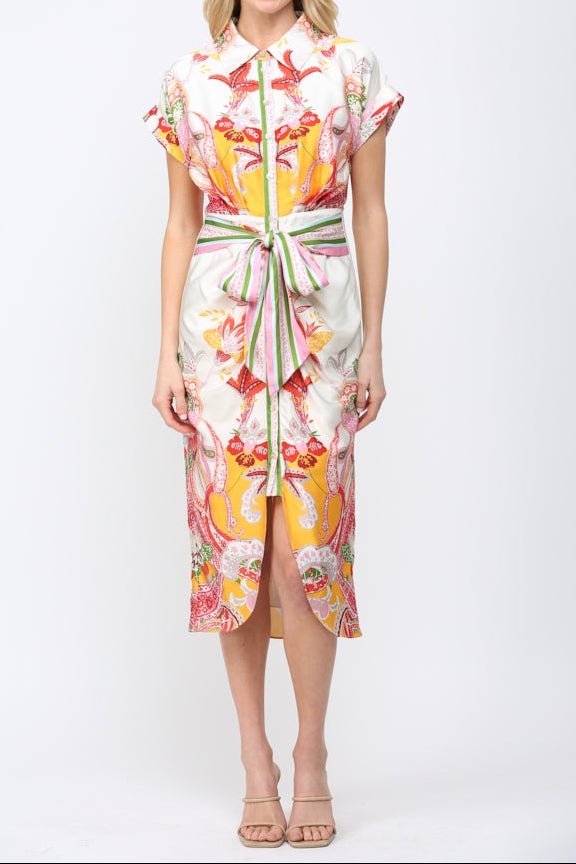 Laurel Botanic Tie Waist Dress - MTT Collective