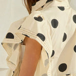 Lauryn Ruffle Sleeves Pintuck Polka Dot Top - MTT Collective