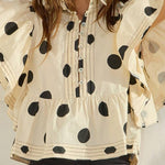 Lauryn Ruffle Sleeves Pintuck Polka Dot Top - MTT Collective