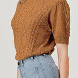 Layla Short Sleeve Cable Knit Sweater - MTT Collective