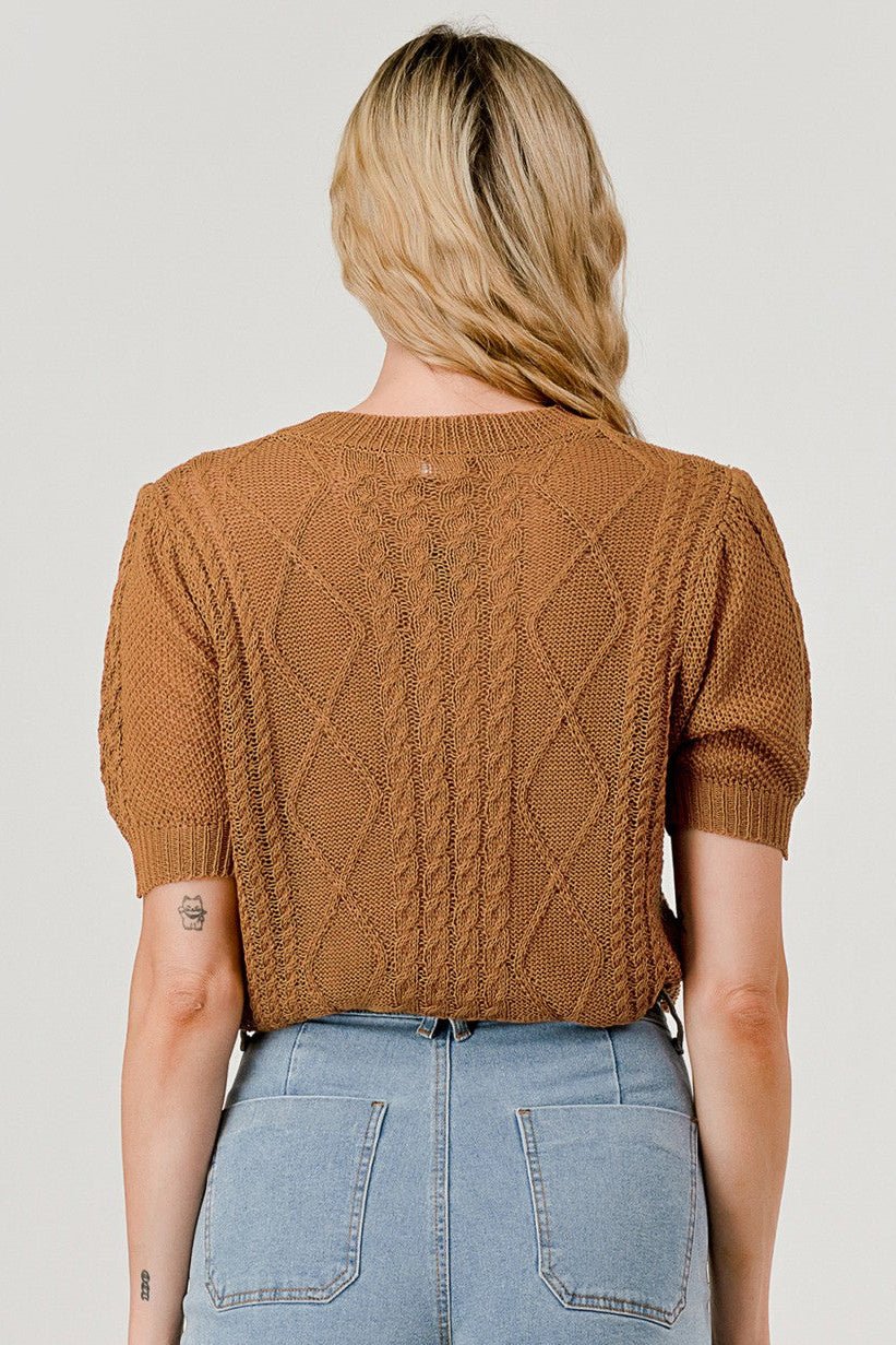 Layla Short Sleeve Cable Knit Sweater - MTT Collective
