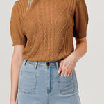 Layla Short Sleeve Cable Knit Sweater - MTT Collective
