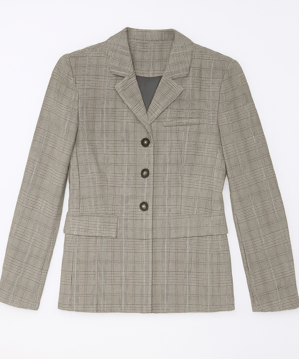 Layton Plaid Notch Collar Long Sleeve Blazer - MTT Collective
