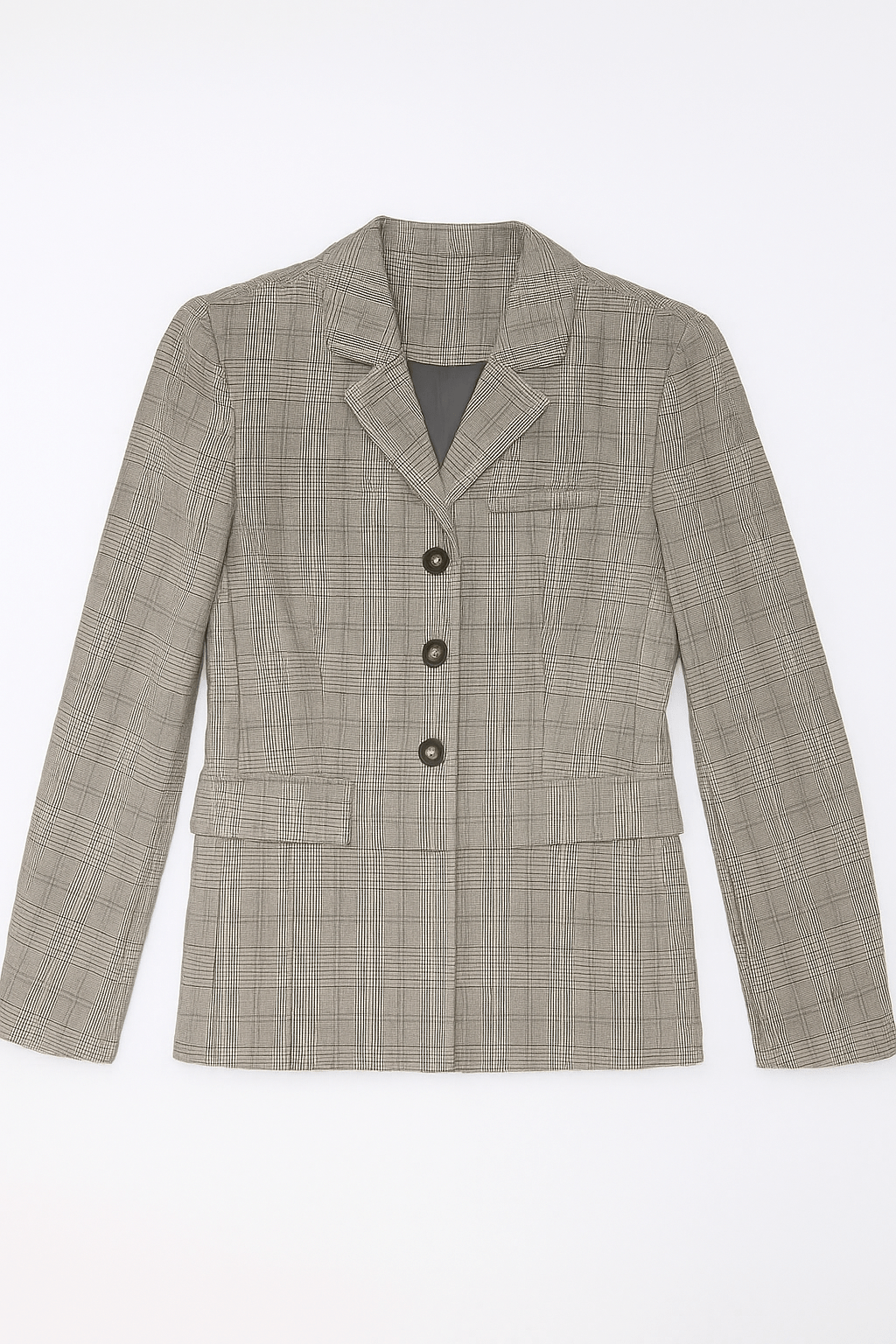 Layton Plaid Notch Collar Long Sleeve Blazer - MTT Collective