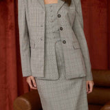 Layton Plaid Notch Collar Long Sleeve Blazer - MTT Collective