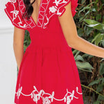 Leah Embroidery Detail Ruffle Mini Dress - MTT Collective
