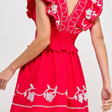 Leah Embroidery Detail Ruffle Mini Dress - MTT Collective