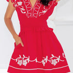 Leah Embroidery Detail Ruffle Mini Dress - MTT Collective