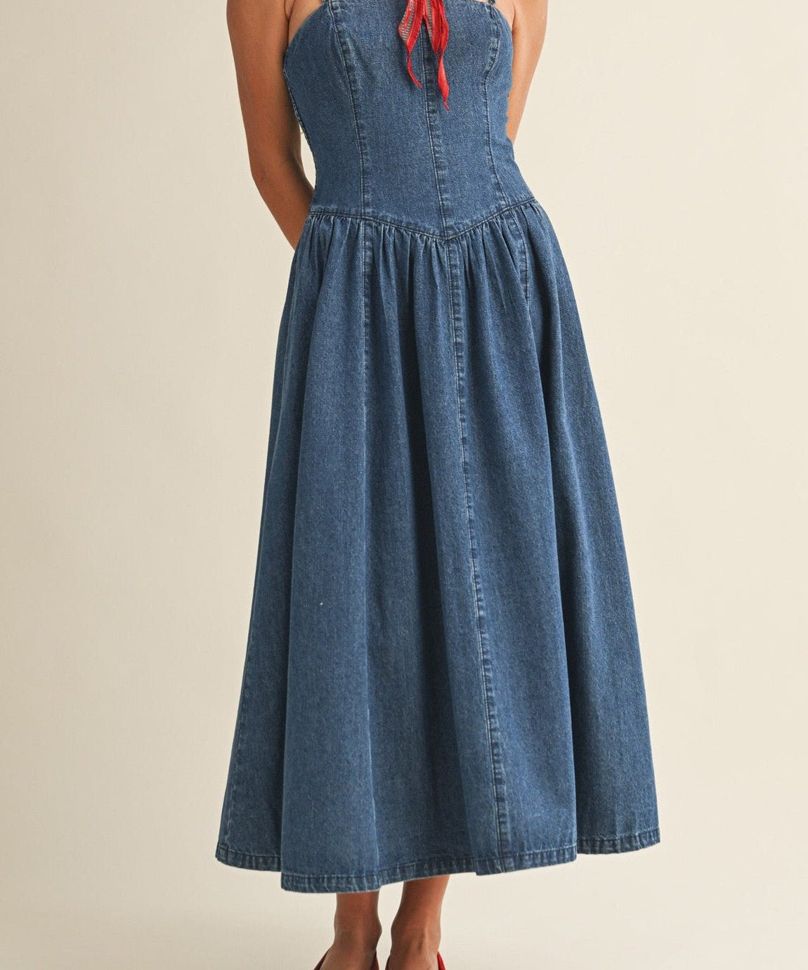 Leia Detachable Strap Denim Dress - MTT Collective