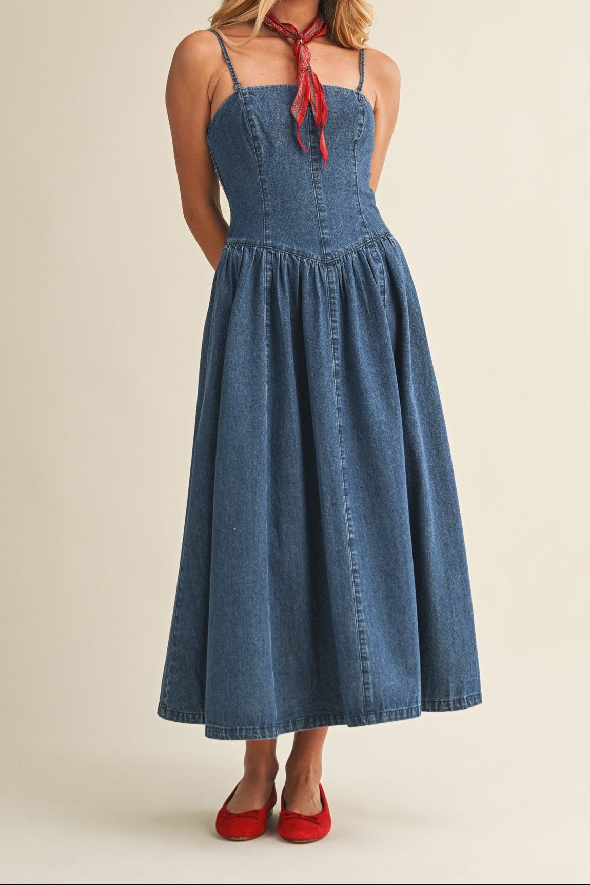Leia Detachable Strap Denim Dress - MTT Collective