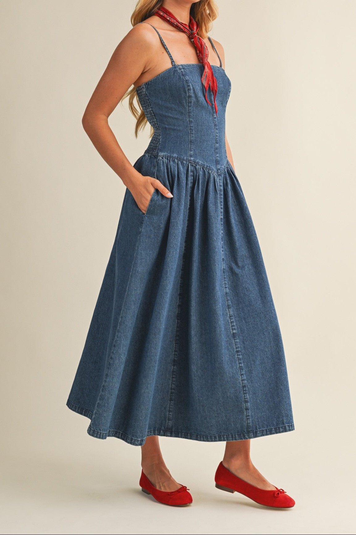 Leia Detachable Strap Denim Dress - MTT Collective