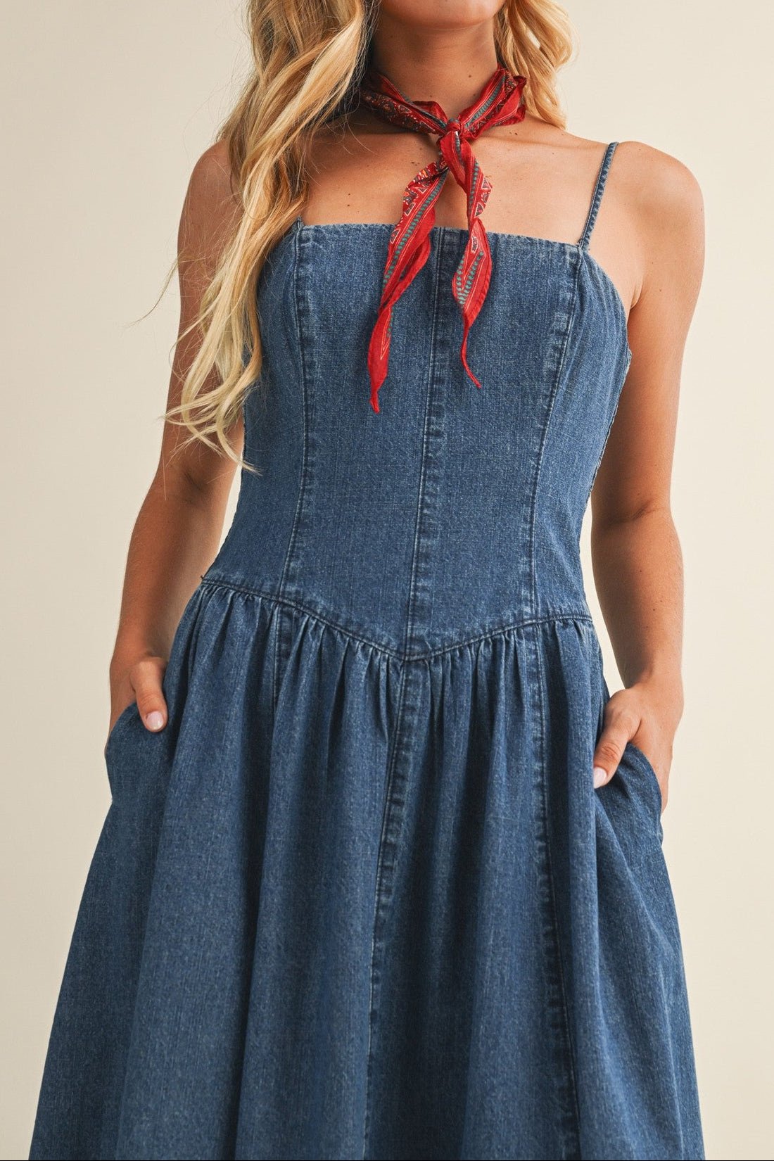 Leia Detachable Strap Denim Dress - MTT Collective