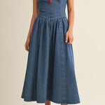 Leia Detachable Strap Denim Dress - MTT Collective