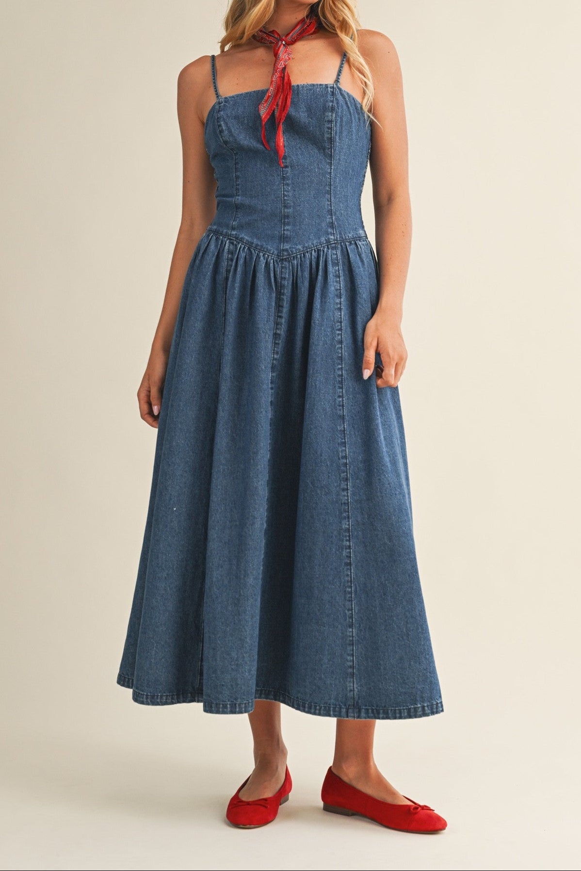 Leia Detachable Strap Denim Dress - MTT Collective