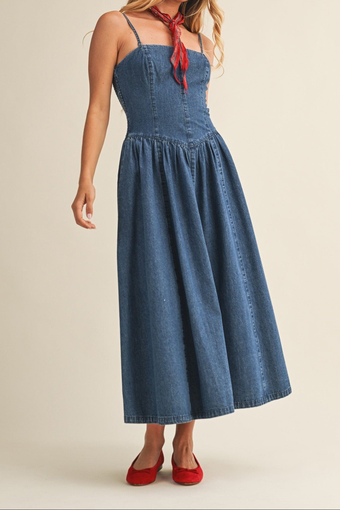Leia Detachable Strap Denim Dress - MTT Collective