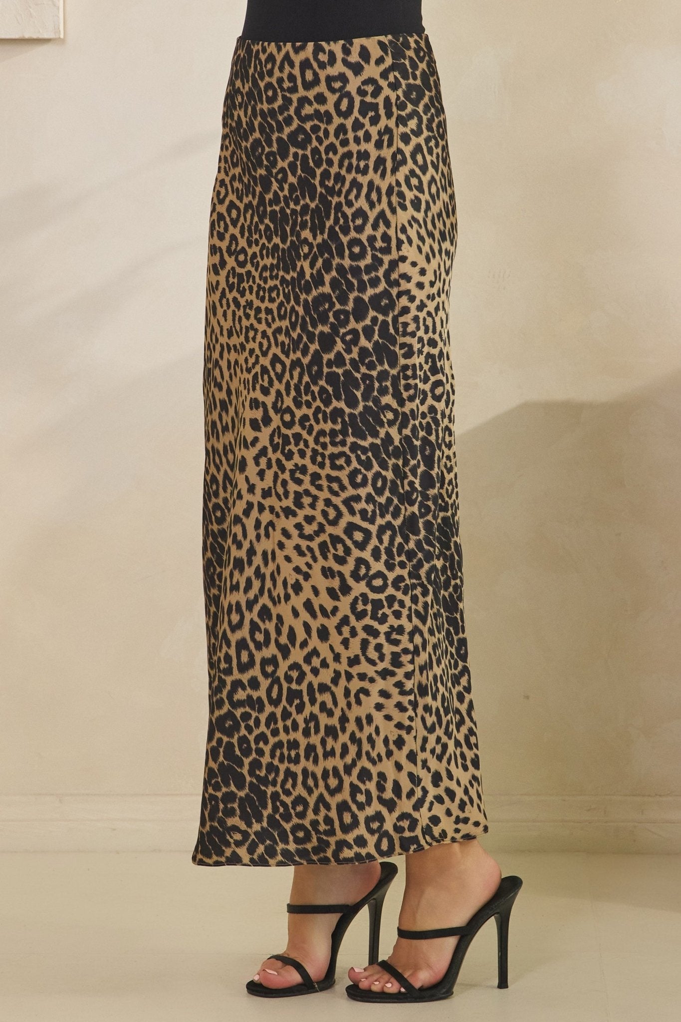 Leopard Satin Midi Skirt - MTT Collective