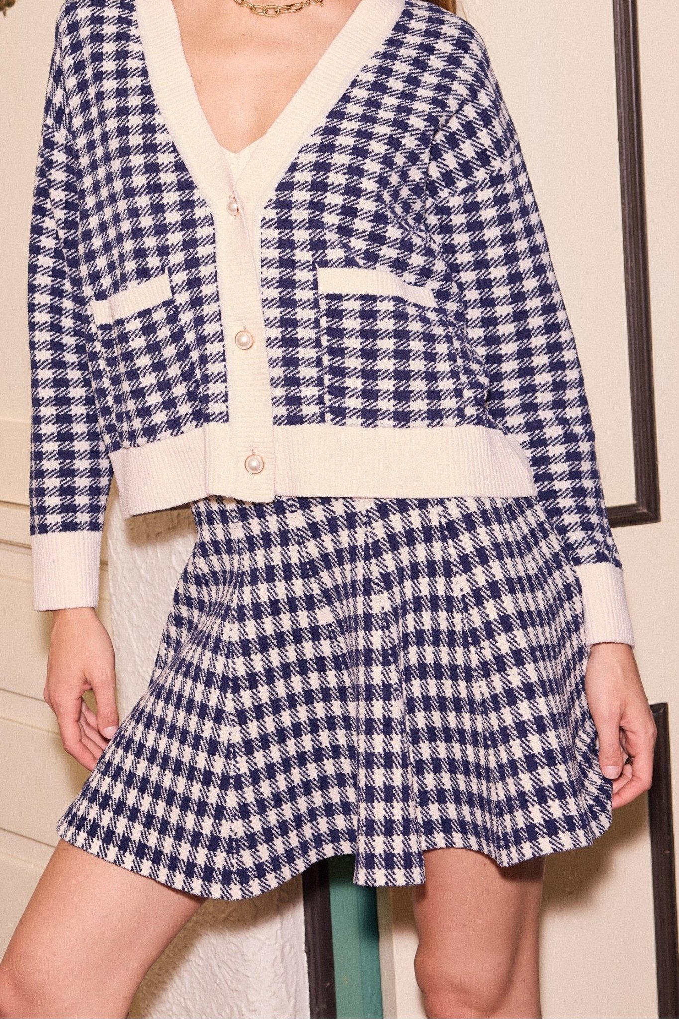 Lila Houndstooth Knit Mini Skirt - MTT Collective