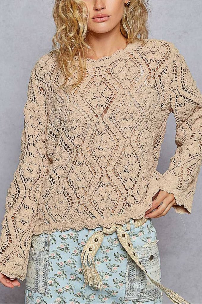 Lily Open Knitted Crochet Sweater - MTT Collective